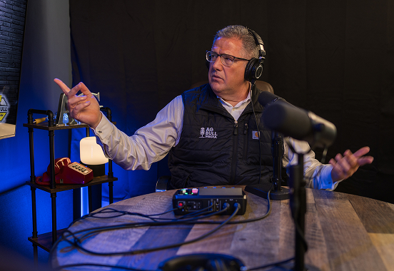 Tommy Grisafi podcasting for Ag Bull